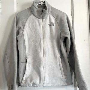 North Face white and grey fleece full zip S